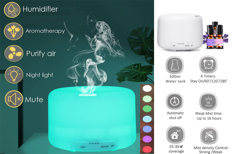 Cool Mist Luftfuktare Aroma Essential Oil Diffuser