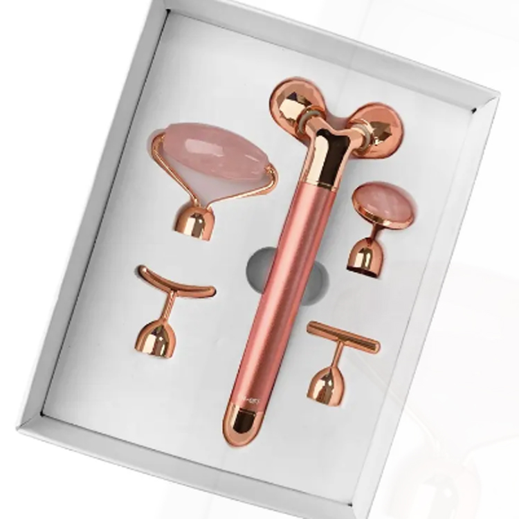 2024 Hot Selling Rose Quartz vibrerande 5 i 1 Electric Jade Roller