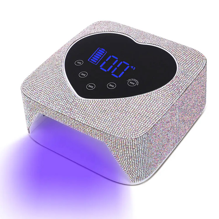 72W hjärtformad uppladdningsbar bling strass nagellampa