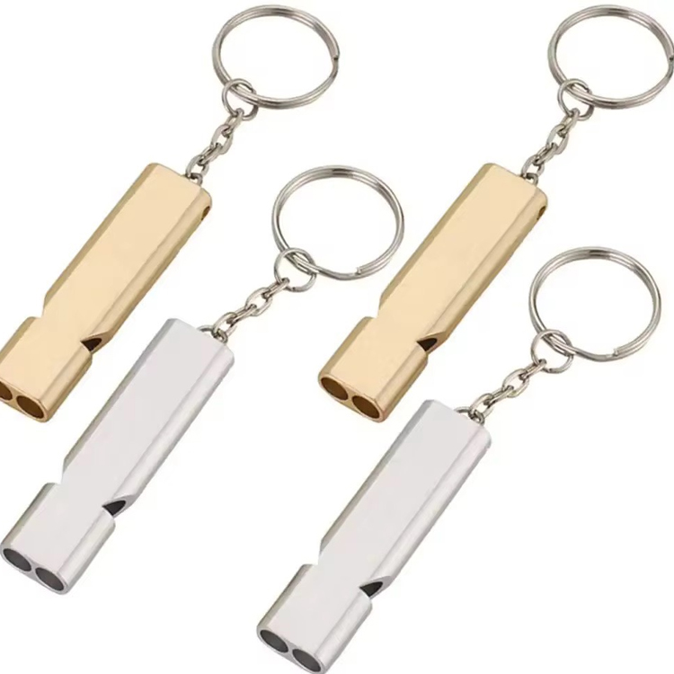 Aluminium Survival Whistle Bärbar Twin Tube Säkerhetsnyckelring