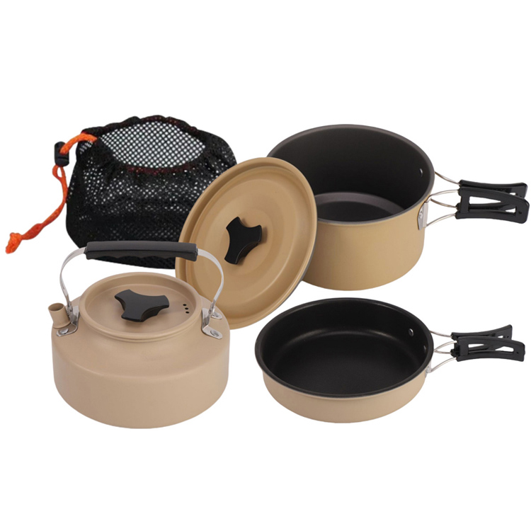 Camping Köksredskap Set med Vattenkokare Portable Cooking Pot Set