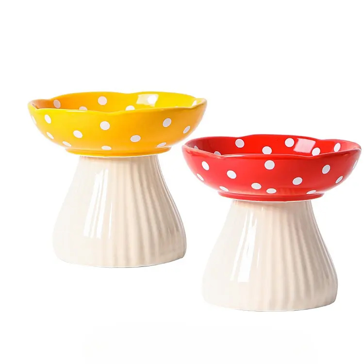 Cartoon High Foot Ceramic upphöjd upphöjda katt höga foderskålar