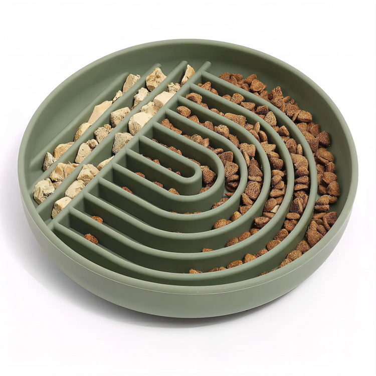 Anpassad logotyp Round Maze Silicone Slow Feeder Dog Pet Bowls