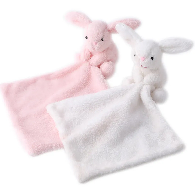 Söt plysch kanin dollleksaker baby nappkanin lugnande handduk