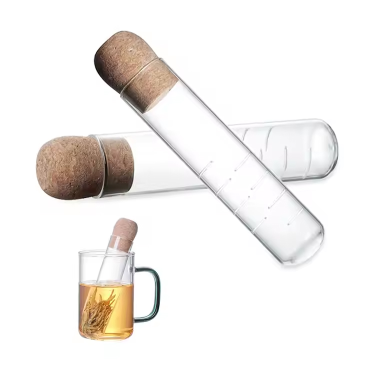 Design Tube Shape Borosilicate Glass Tea Infuser Siler