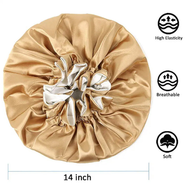 Designer Fashion Double Layer Satin Large Women Dusch Cap