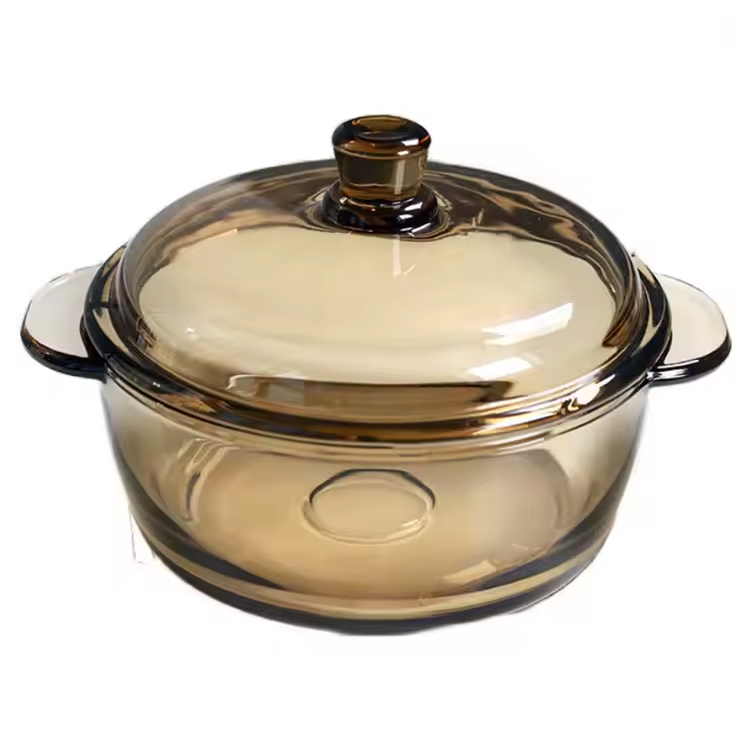 Double Ear Brown Classic Salad Crystal Cover Set Soup Bowl