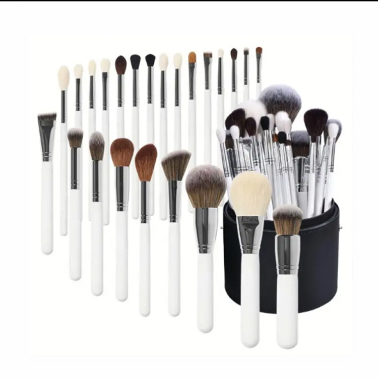 Ansiktsöga Mjukt hår Trähandtag Kosmetiska Makeup Borstar Set