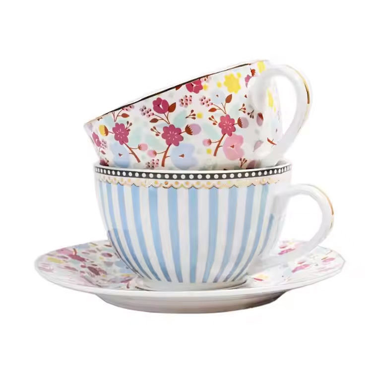 Blomma stil anpassad ben porslin keramisk kaffekopp