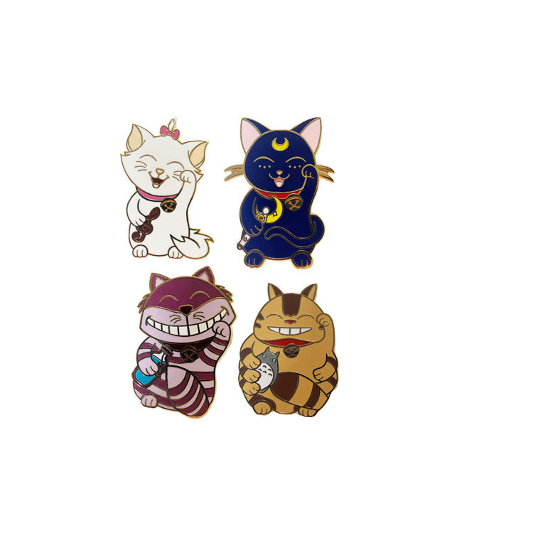 Gåva guldpläterad hård emalj tecknad magnet metallslagstift