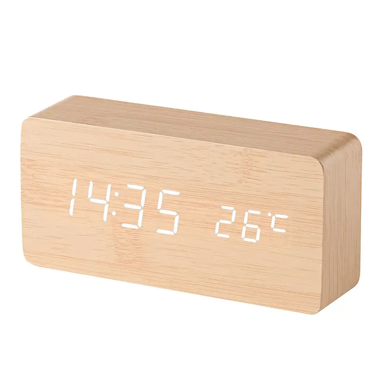 Låg prisdisplay USB Wood LED Digital bordsklocka
