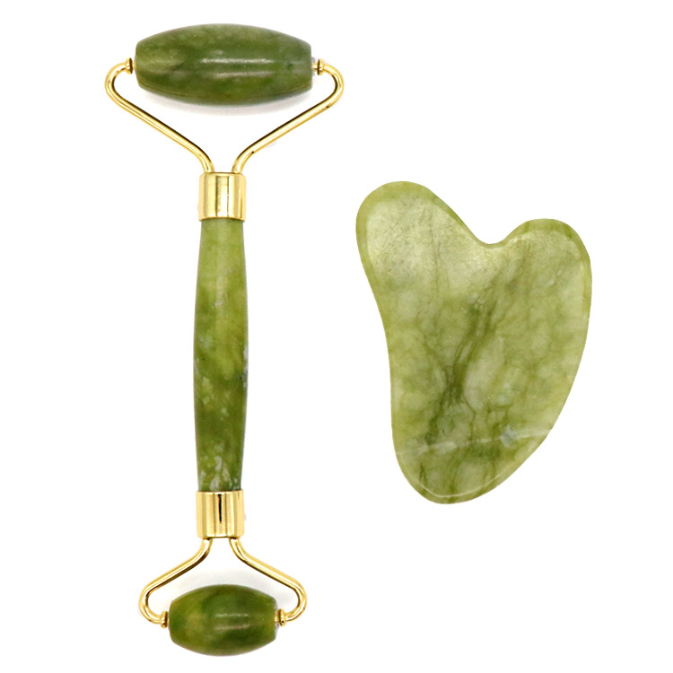 Massage Jade Roller Gua Sha Set för ansikte