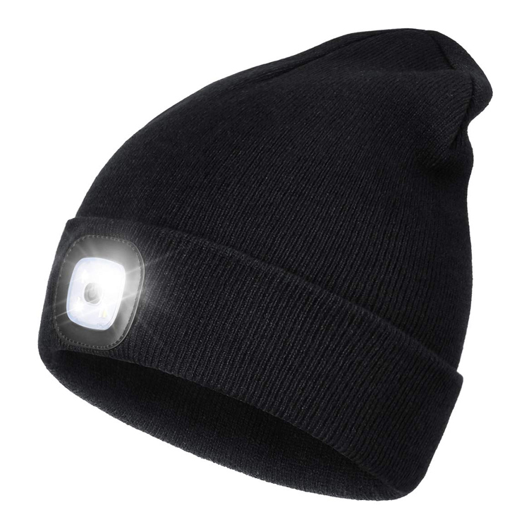 Uppladdningsbar handsfree LED-pannlampa Hatt stickad nattlampa