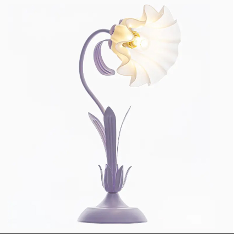 Retro Unique Glass Flower Living Nattbordsbordslampa