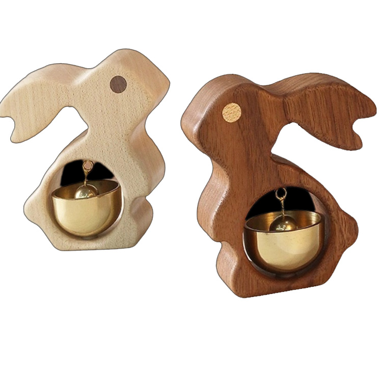 Kylskåpsmagneter för kanin i massivt trä Handgjorda dörrklocka i mässing