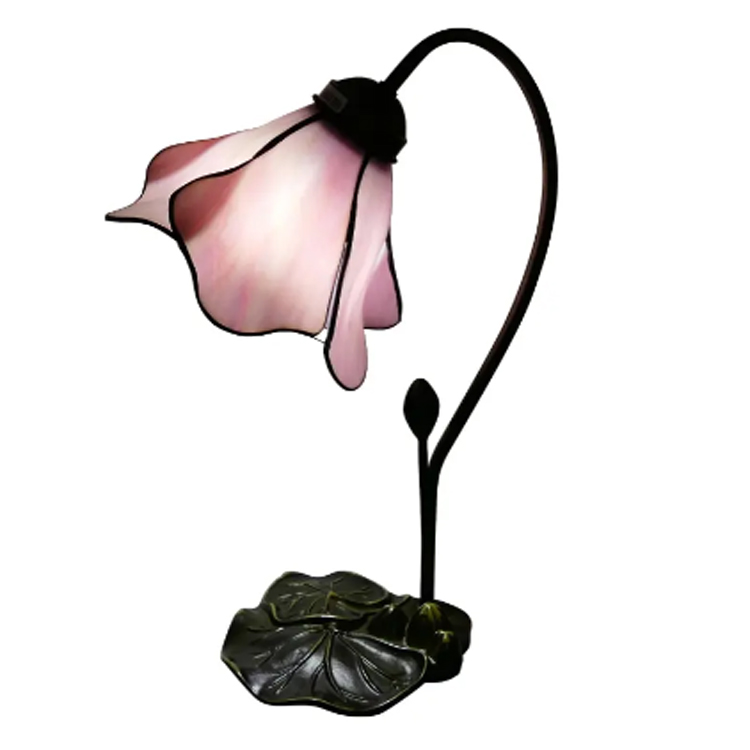 Tiffany Style Vintage Reading Pink Electric Power Bordslampa