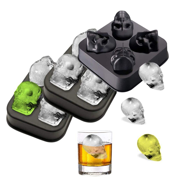 Whiskey 3D Skull Silikon Ice Mold Cube Fack